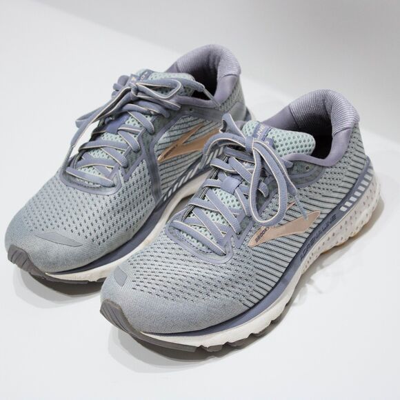 Brooks Adrenaline GTS 20 Gray Periwinkle Purple Women Size 8D Wide - Light Wear - Picture 1 of 14